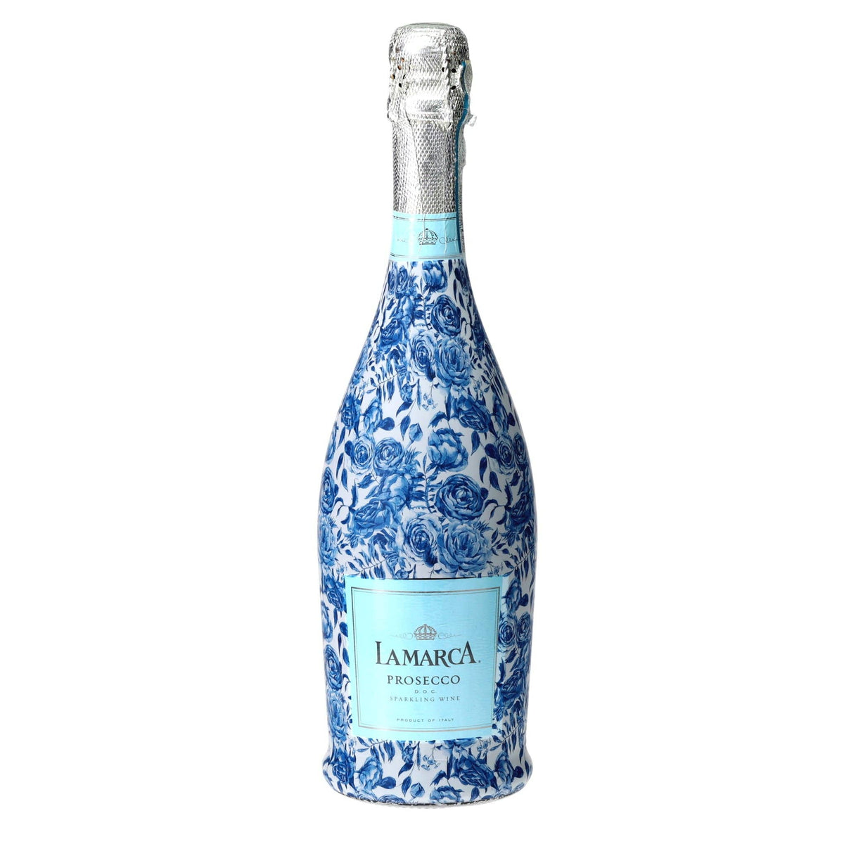 Blue Porcelain Roses Prosecco Bottle Wrap