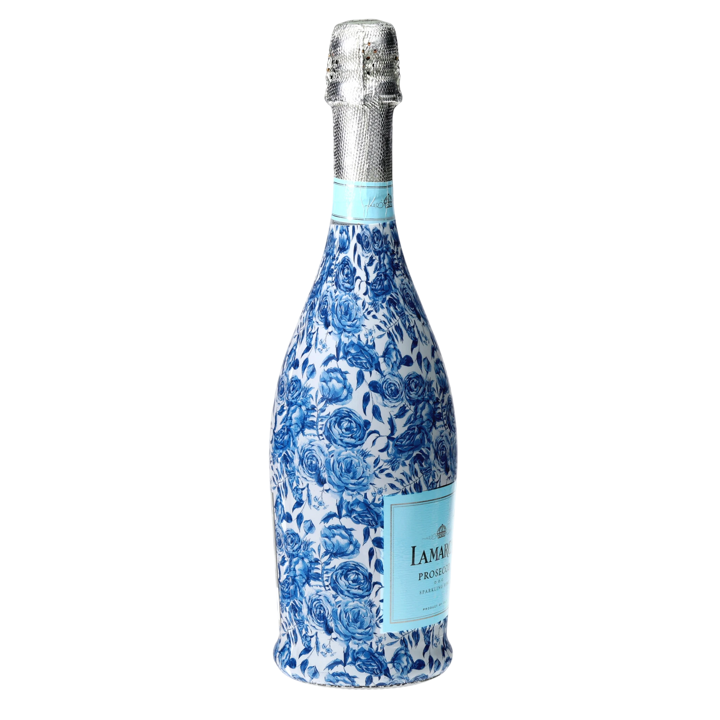 Blue Porcelain Roses Prosecco Bottle Wrap
