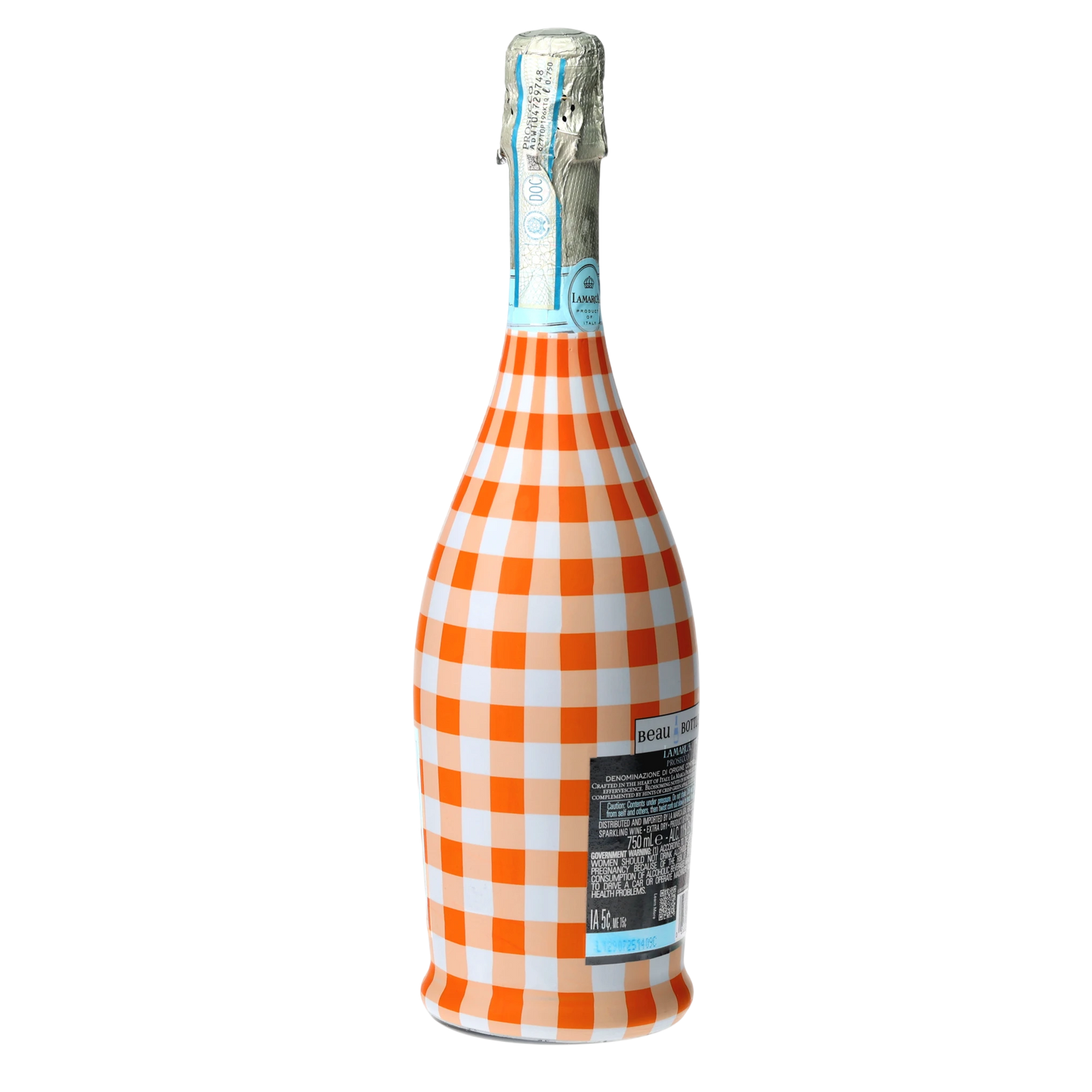 Beau Bottles Orange & White Gingham Prosecco Bottle Wrap