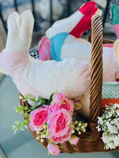 Vintage Fabric Easter Bunnies made from upcycled quilts