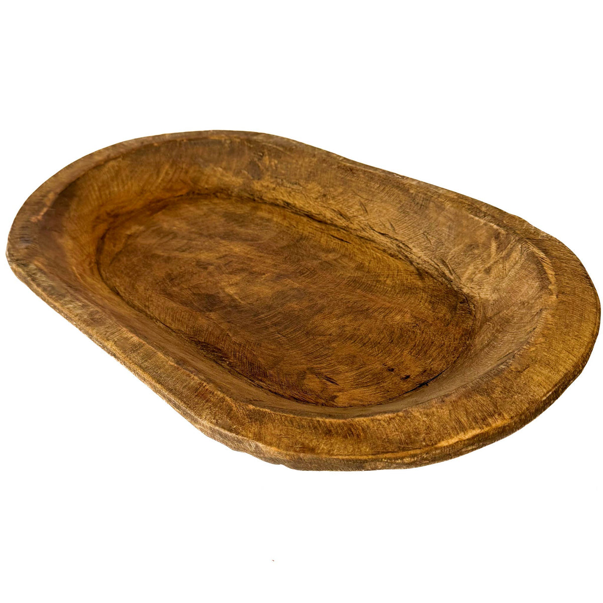Medium Wood Carved Bowl 20": Black, 20x12x4