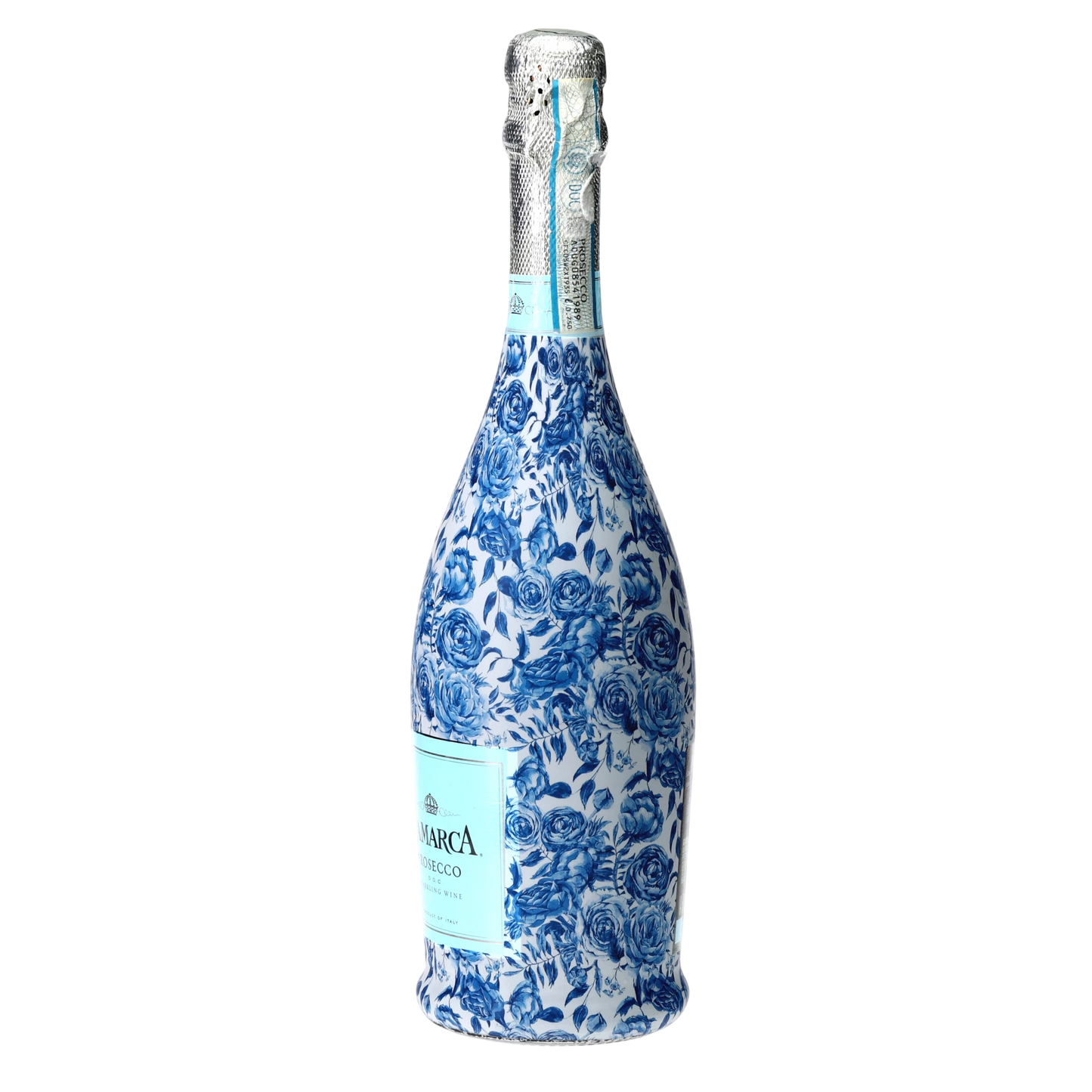 Blue Porcelain Roses Prosecco Bottle Wrap