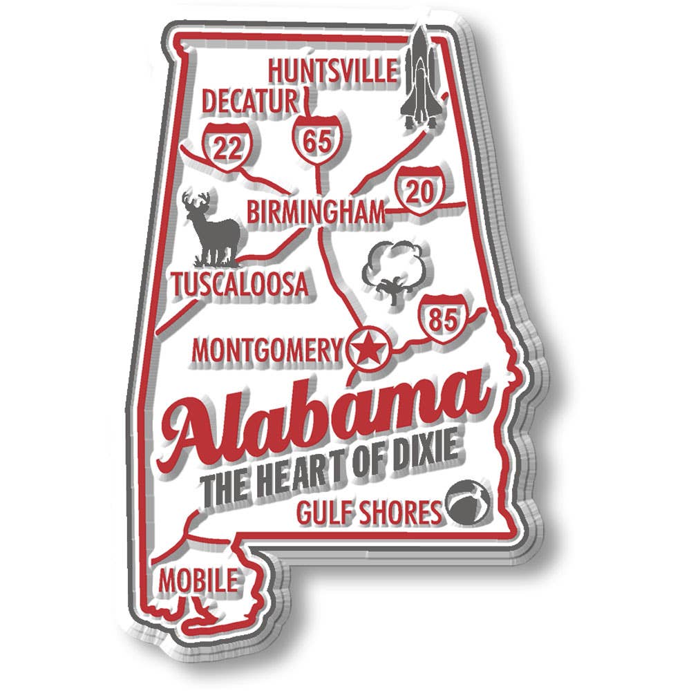 Alabama Premium State Magnet Made in USA