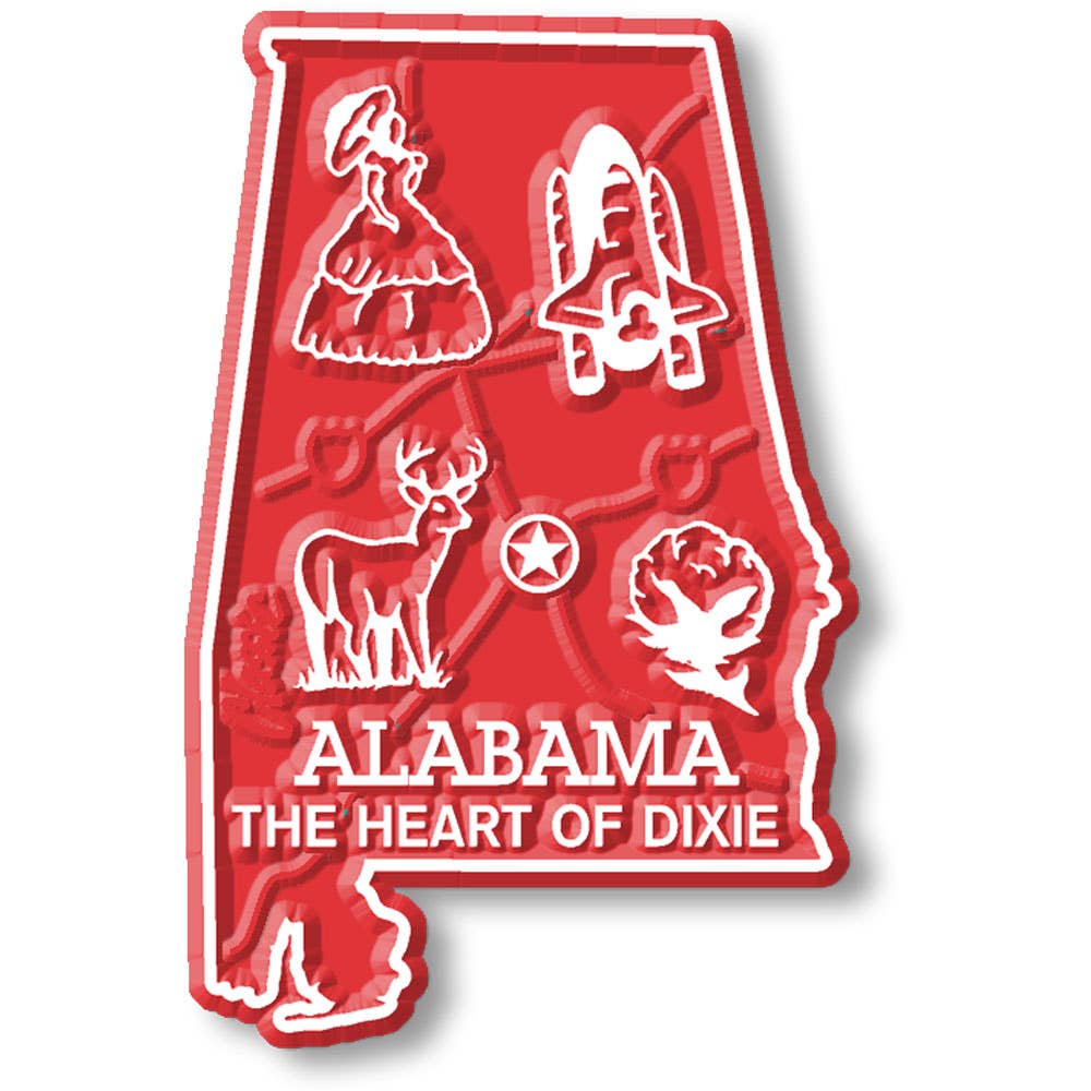 Alabama Small State Magnet, 1.5" x 2.3" Made in USA