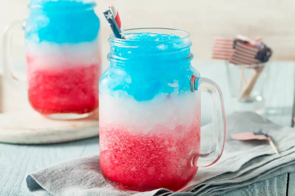 Red, White & Blue Summer Strawberry Daiquiri Frozen Cocktail