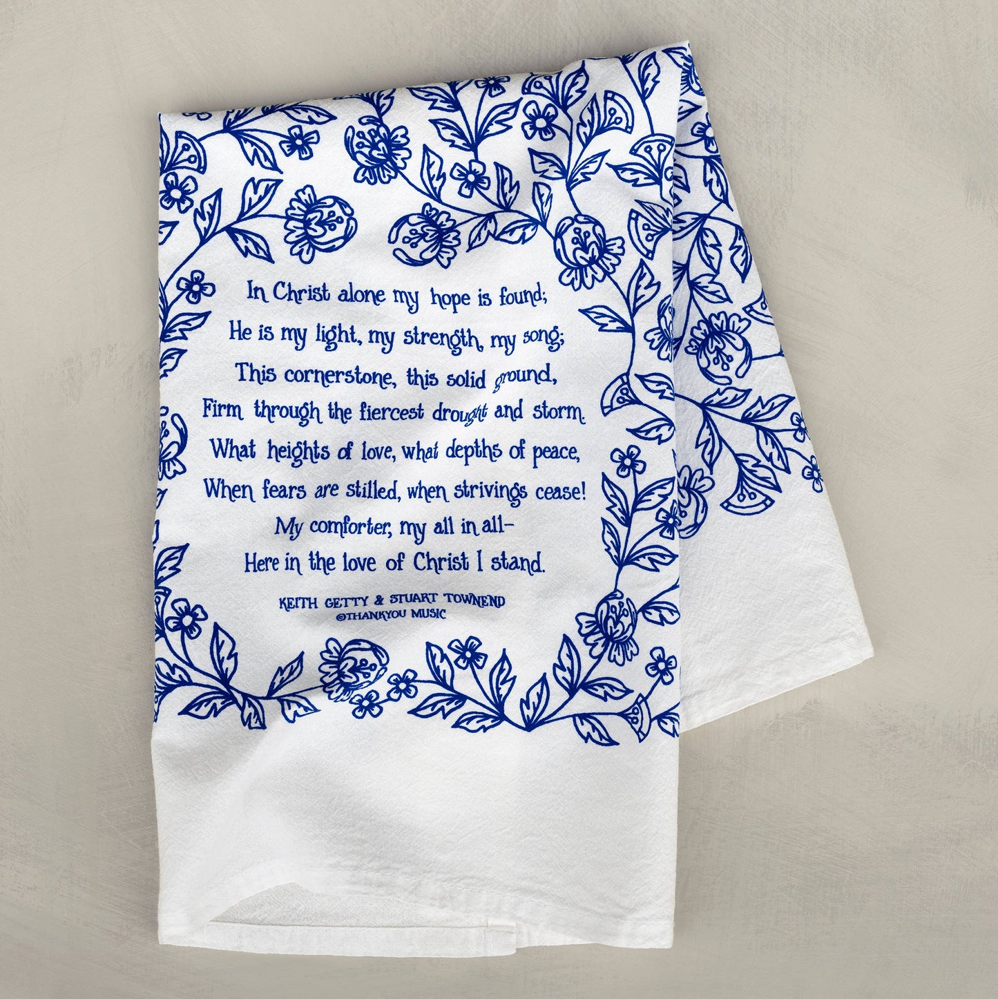 In Christ Alone Hymn Tea Towel – Blue