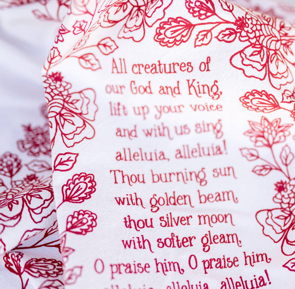 All Creatures Hymn Tea Towel — 24"x20"