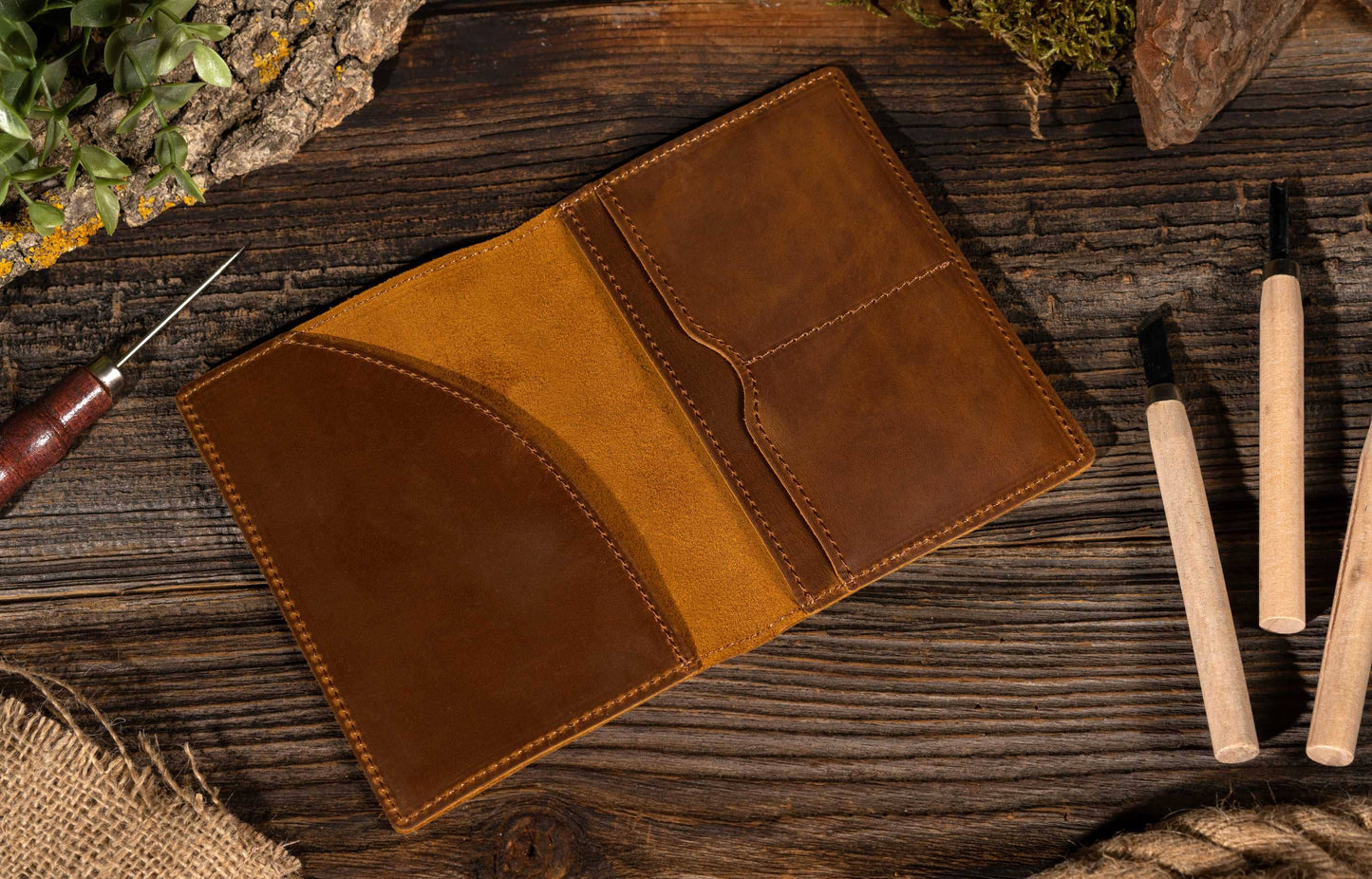 Passport Cover, Genuine Leather Passport Holder Case: Brown