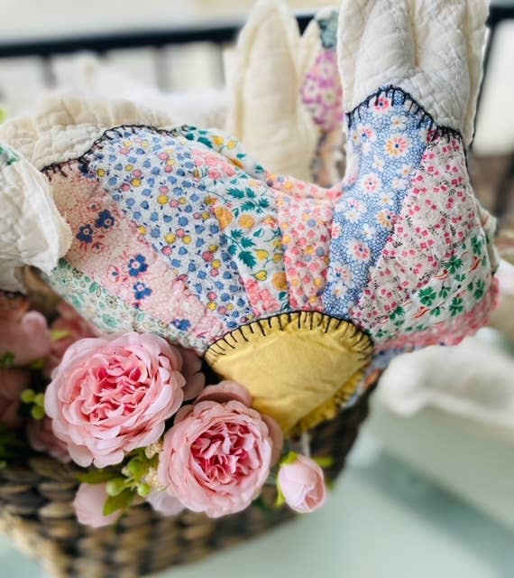 Vintage Fabric Easter Bunnies made from upcycled quilts