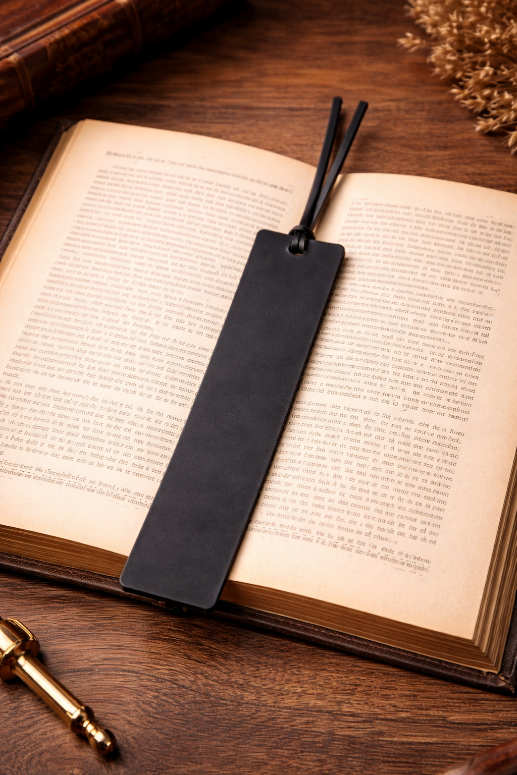Leather Bookmark, Genuine Leather Personalized Bookmark: Dark Brown