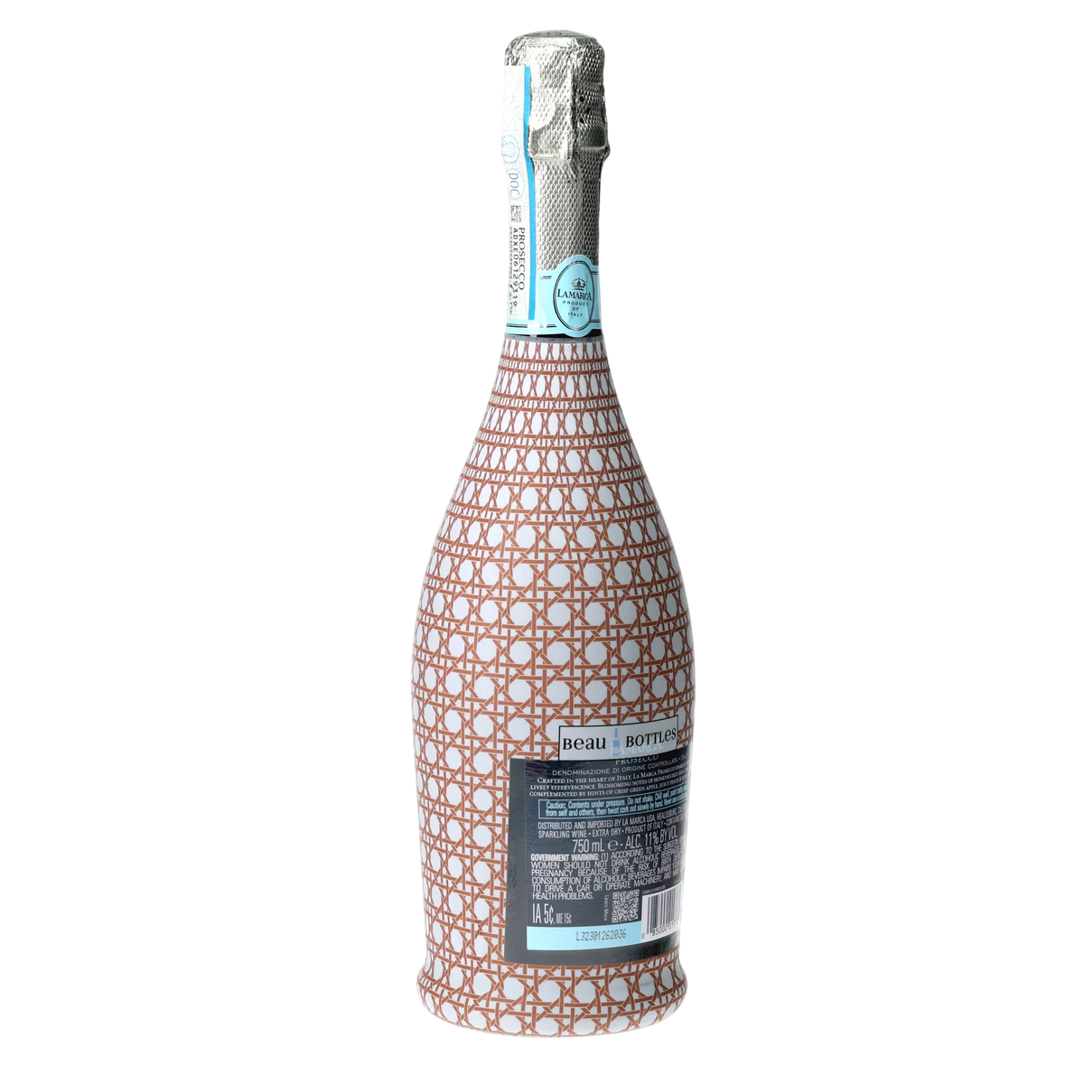 Brown & White Cane Prosecco Bottle Wrap