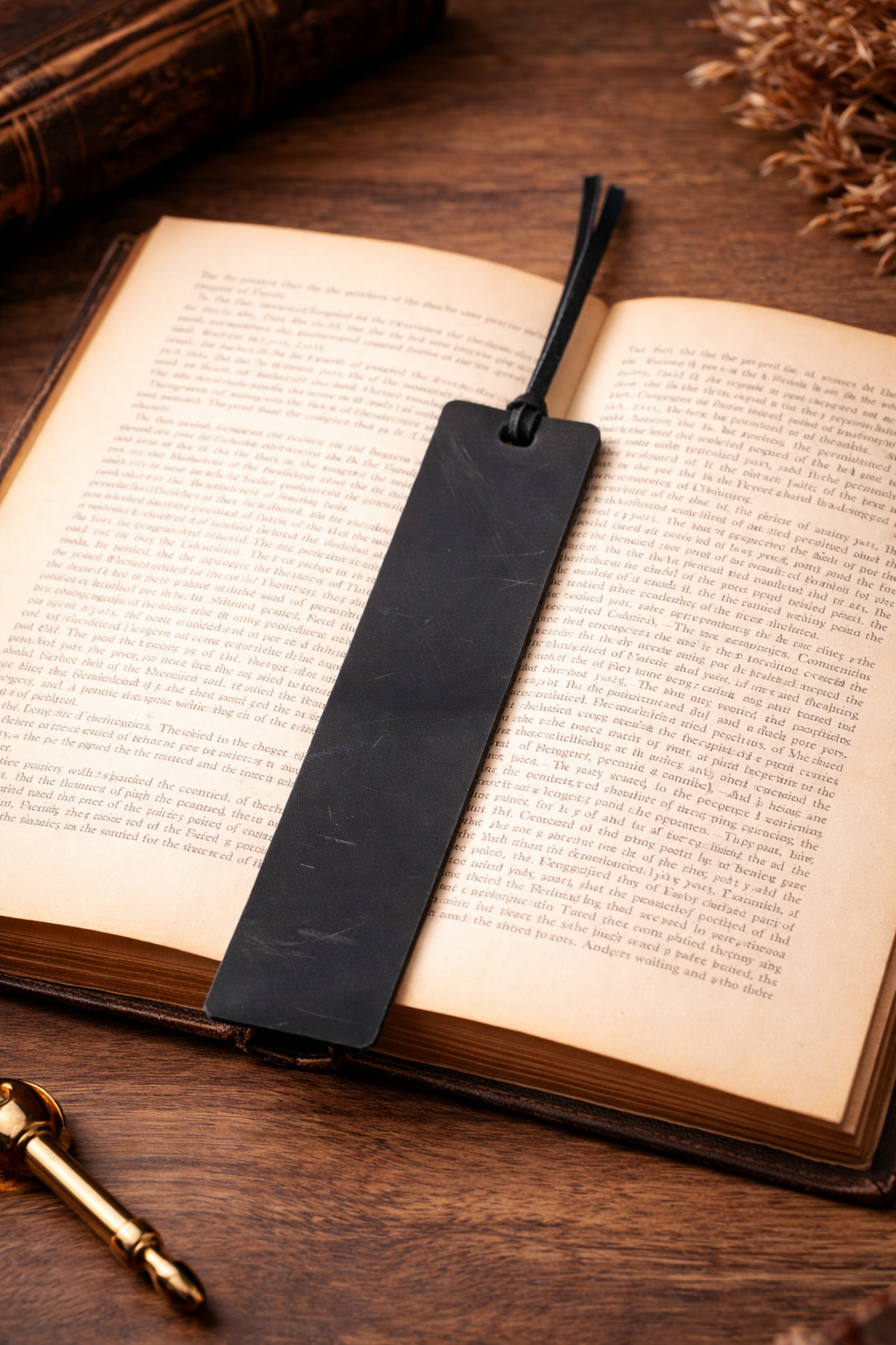 Leather Bookmark, Genuine Leather Personalized Bookmark: Dark Brown