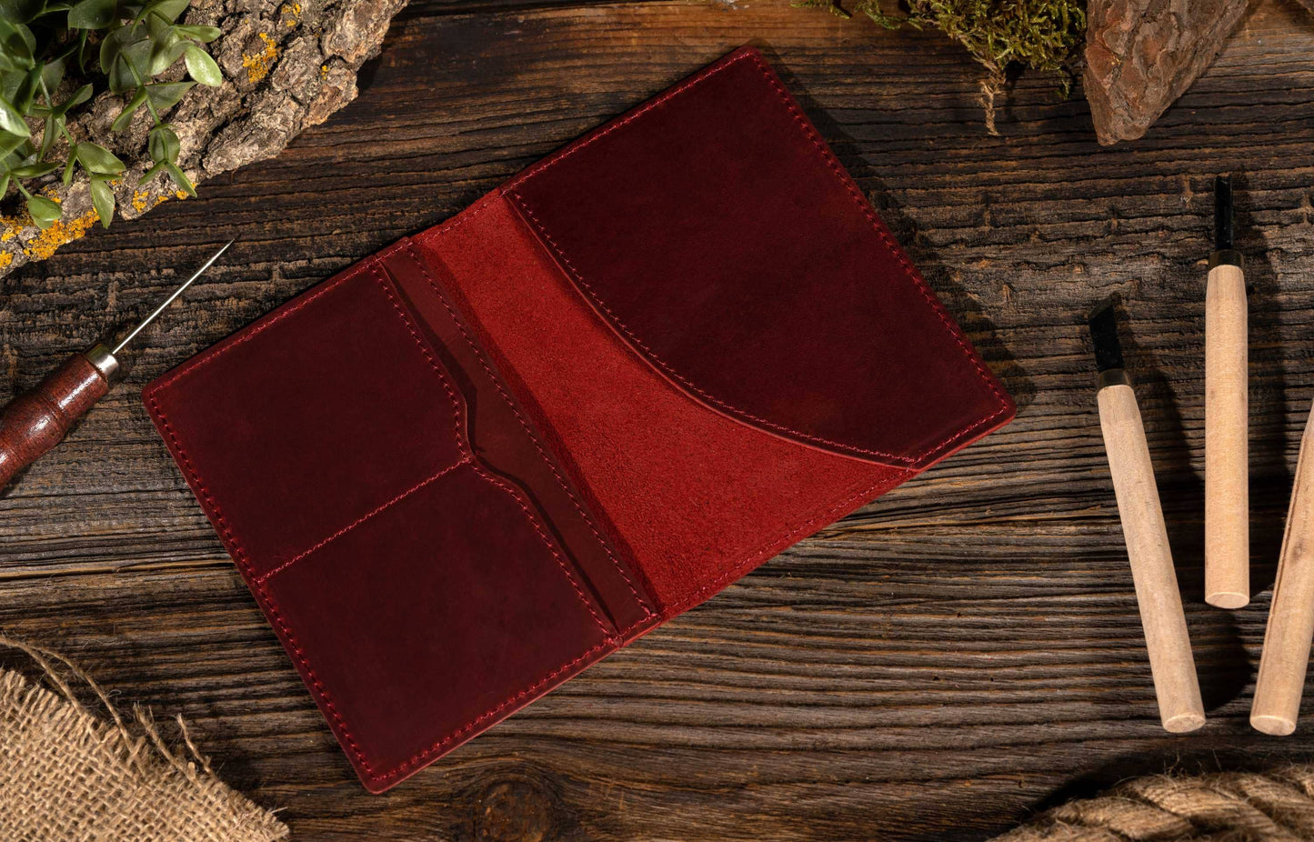 Passport Cover, Genuine Leather Passport Holder Case: Dark Brown