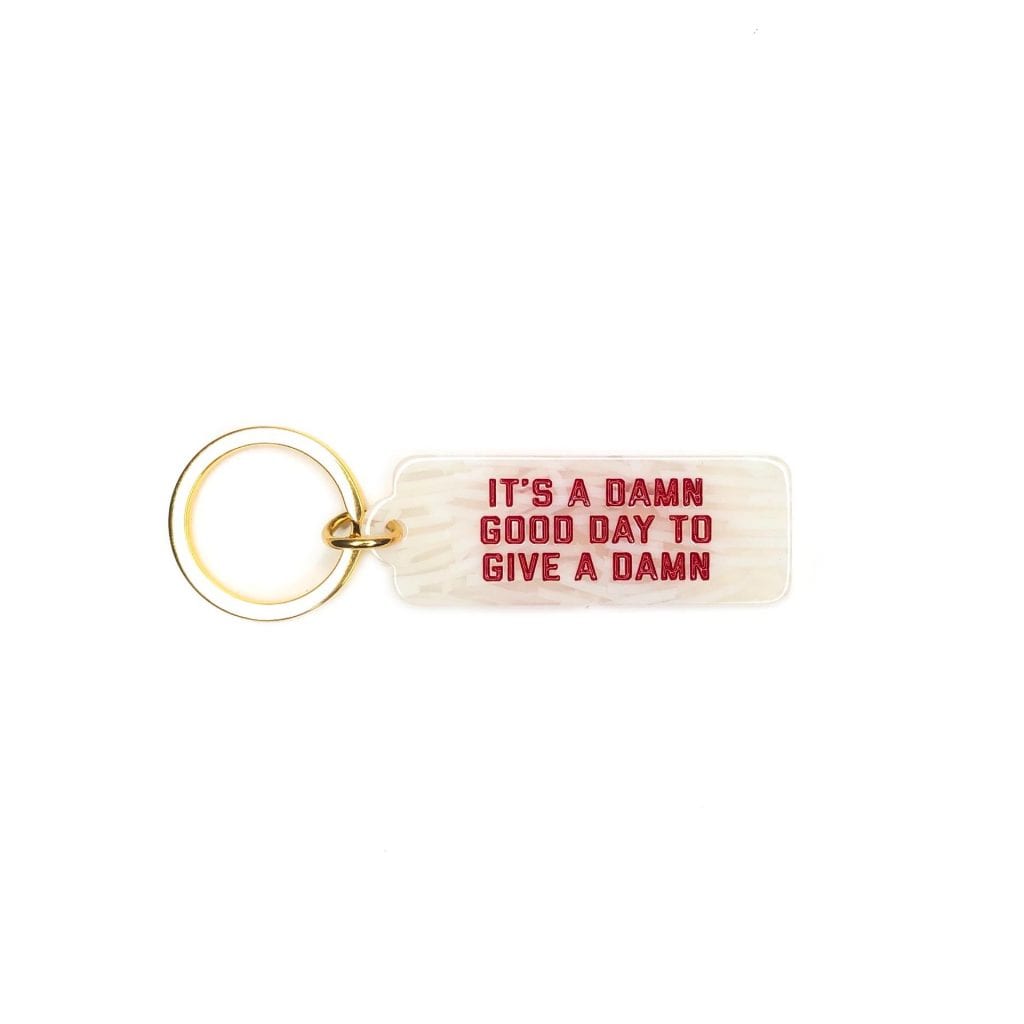 Give A Damn Glitter Rectangle Keychain