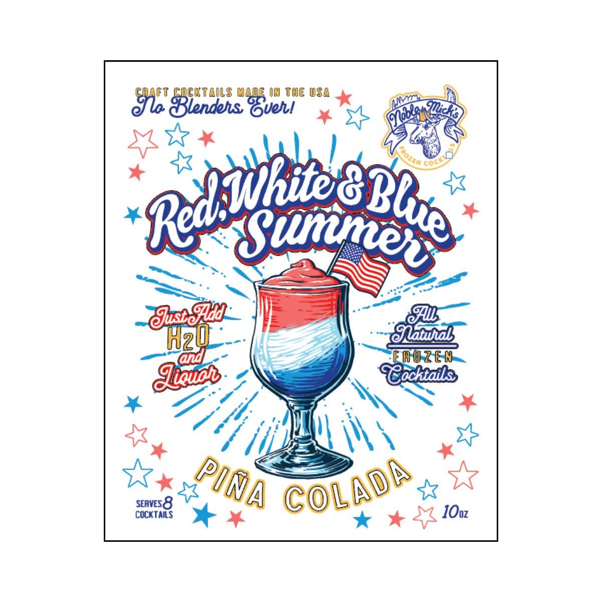 Red, White & Blue Summer Pina Colada Frozen Cocktail