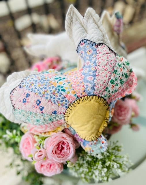 Vintage Fabric Easter Bunnies made from upcycled quilts