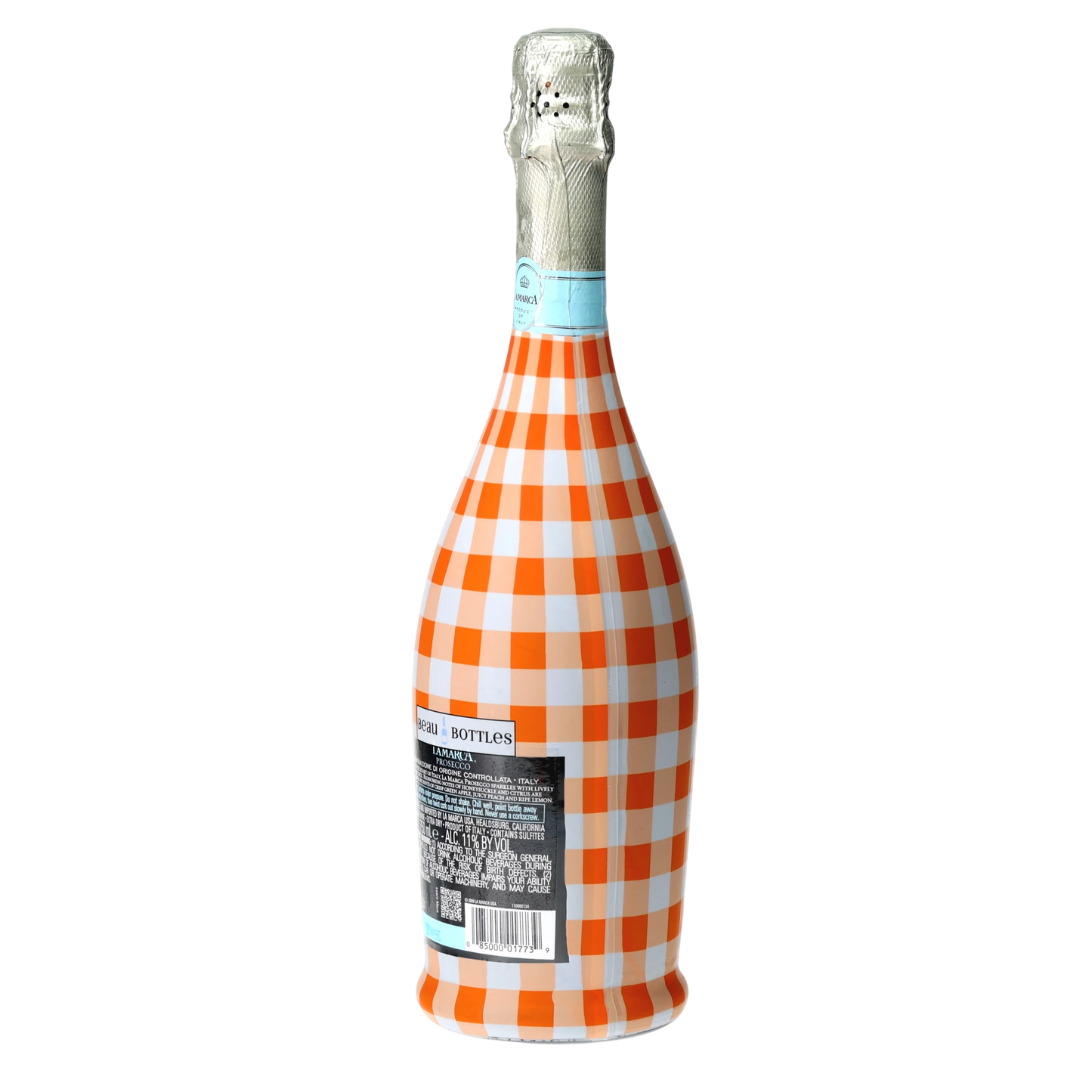 Beau Bottles Orange & White Gingham Prosecco Bottle Wrap