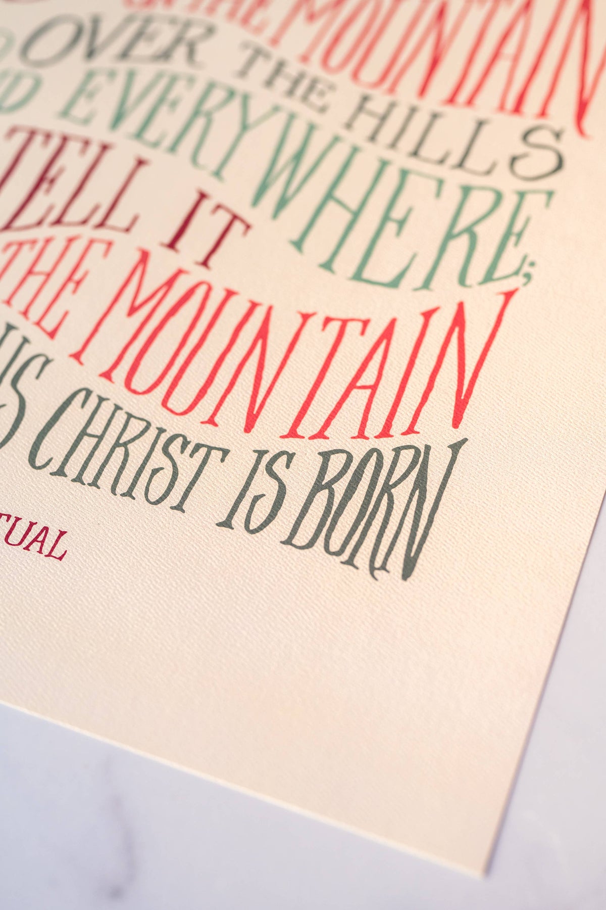 Go Tell It on the Mountain Hymn Art Print - 16x20 - Vanilla