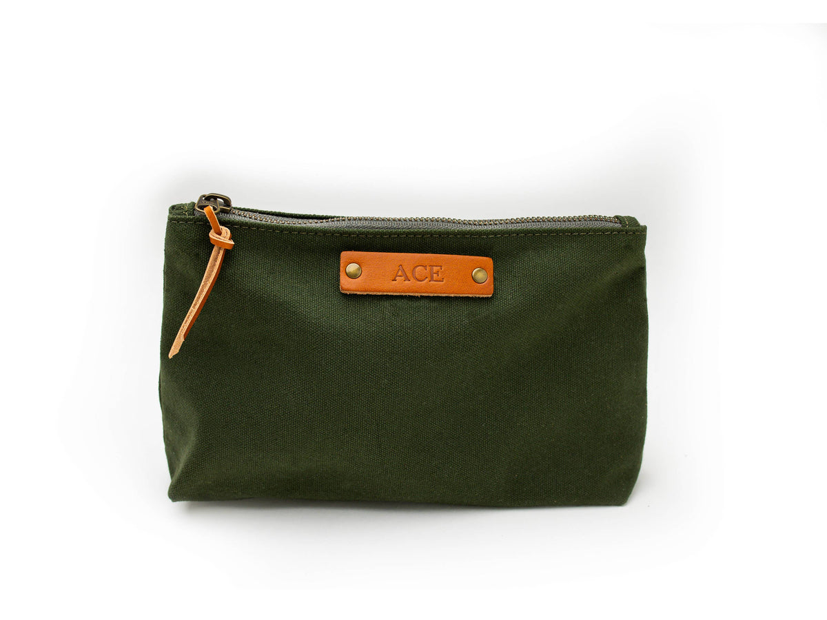 Canvas Pouch - USA Made: Brown, Pine