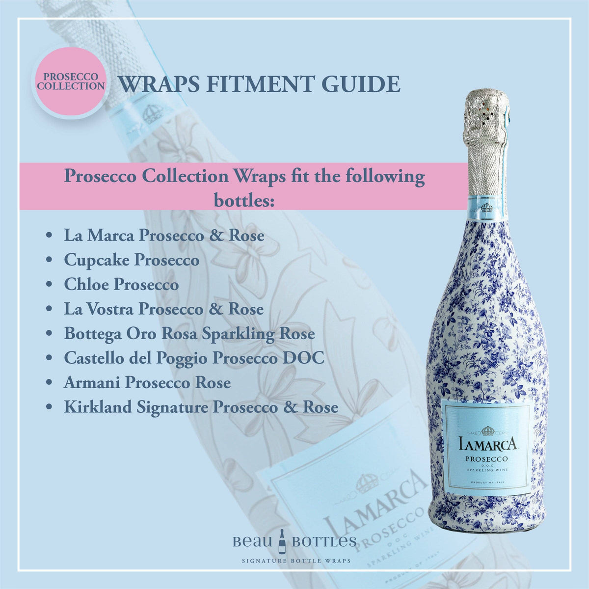 Beau Bottles Grandmillenial Pink Bows- Prosecco Collection