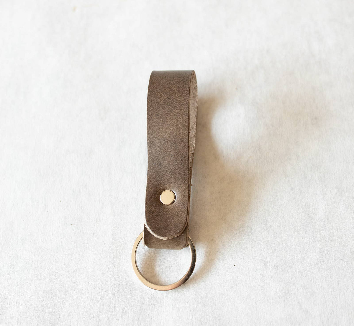 Leather Key Ring - Keychain: Gray