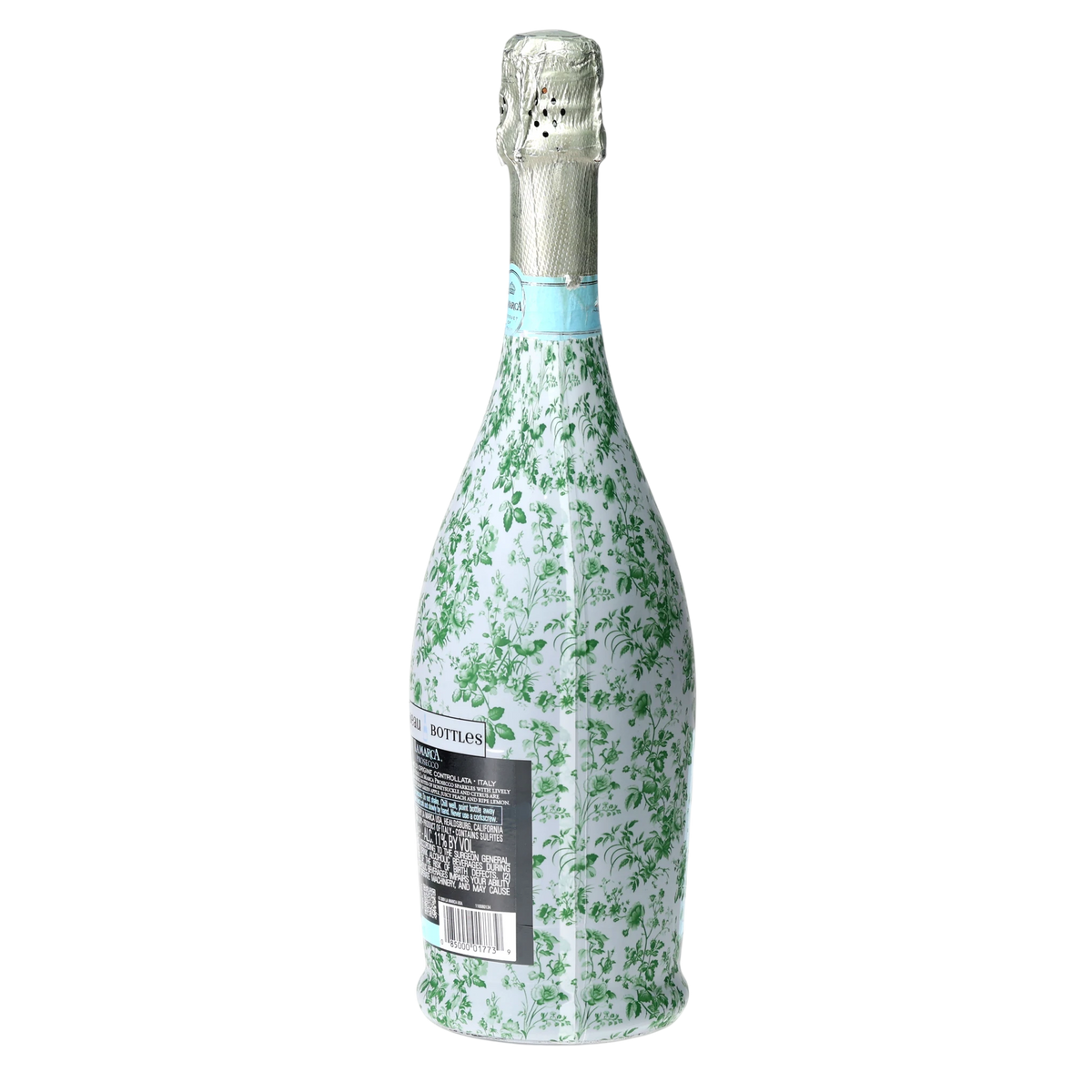Beau Bottles Grandmillennial Green Floral Prosecco Bottle Wrap