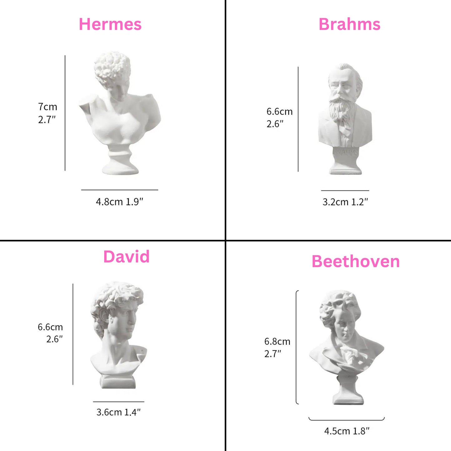 Miniature Greek Busts - Intricately Carved: David