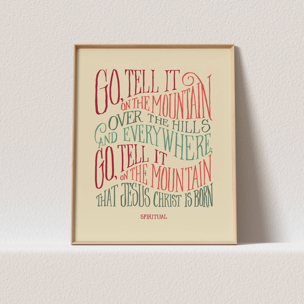 Go Tell It on the Mountain Hymn Art Print - 16x20 - Vanilla