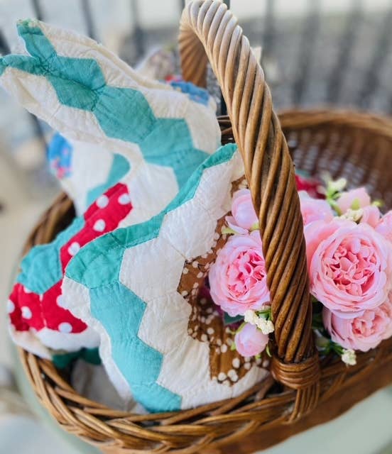 Vintage Fabric Easter Bunnies made from upcycled quilts
