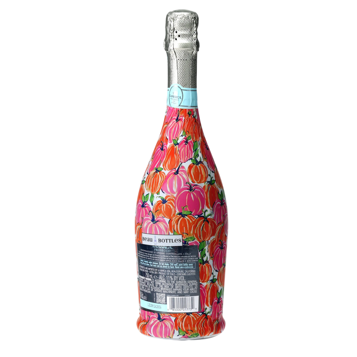Pink & Orange Pumpkins Prosecco Bottle Wrap