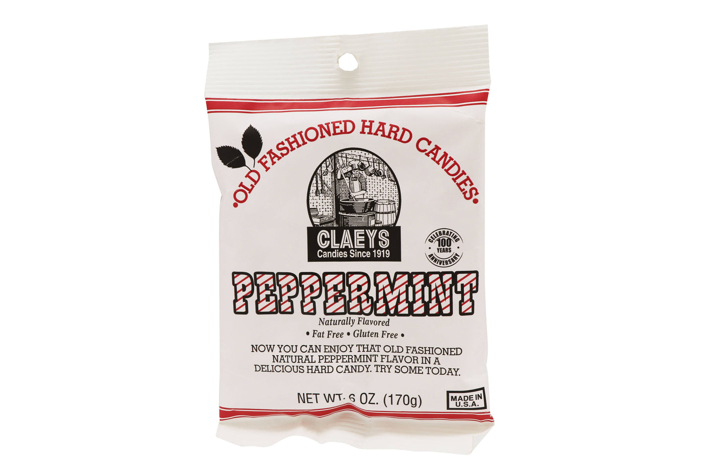 Claeys Old Fashioned Hard Candies Peppermint, 6oz Bag 24ct