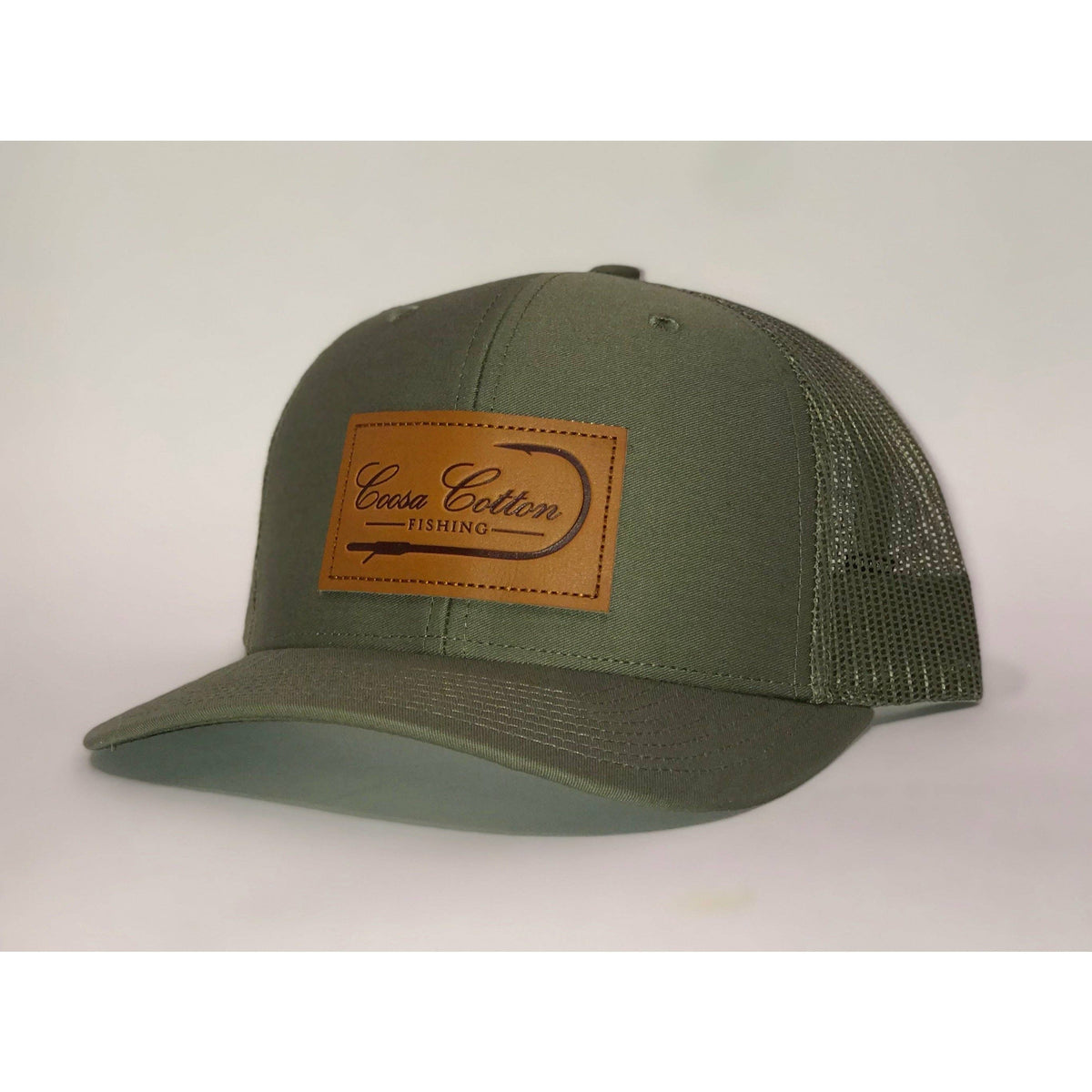 Leather Patch Trucker Hat- Loden Green