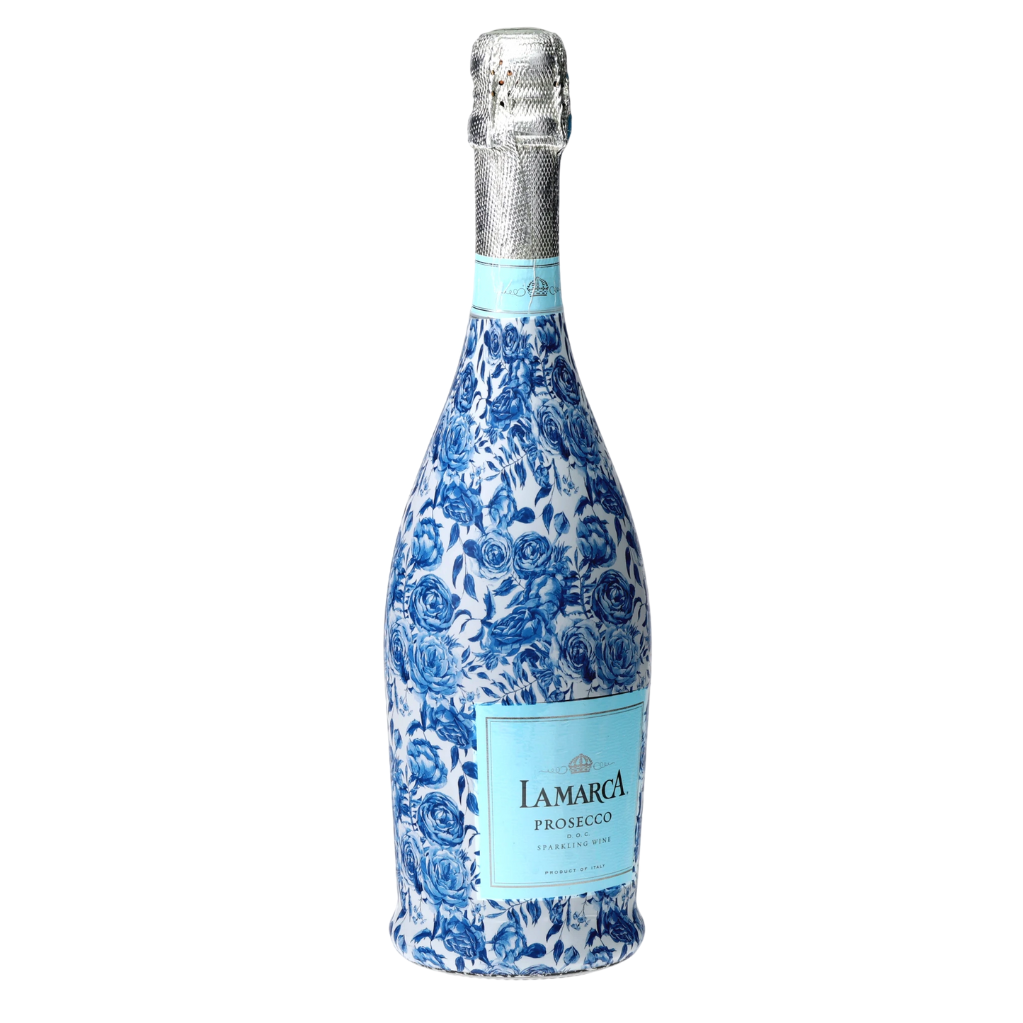 Blue Porcelain Roses Prosecco Bottle Wrap