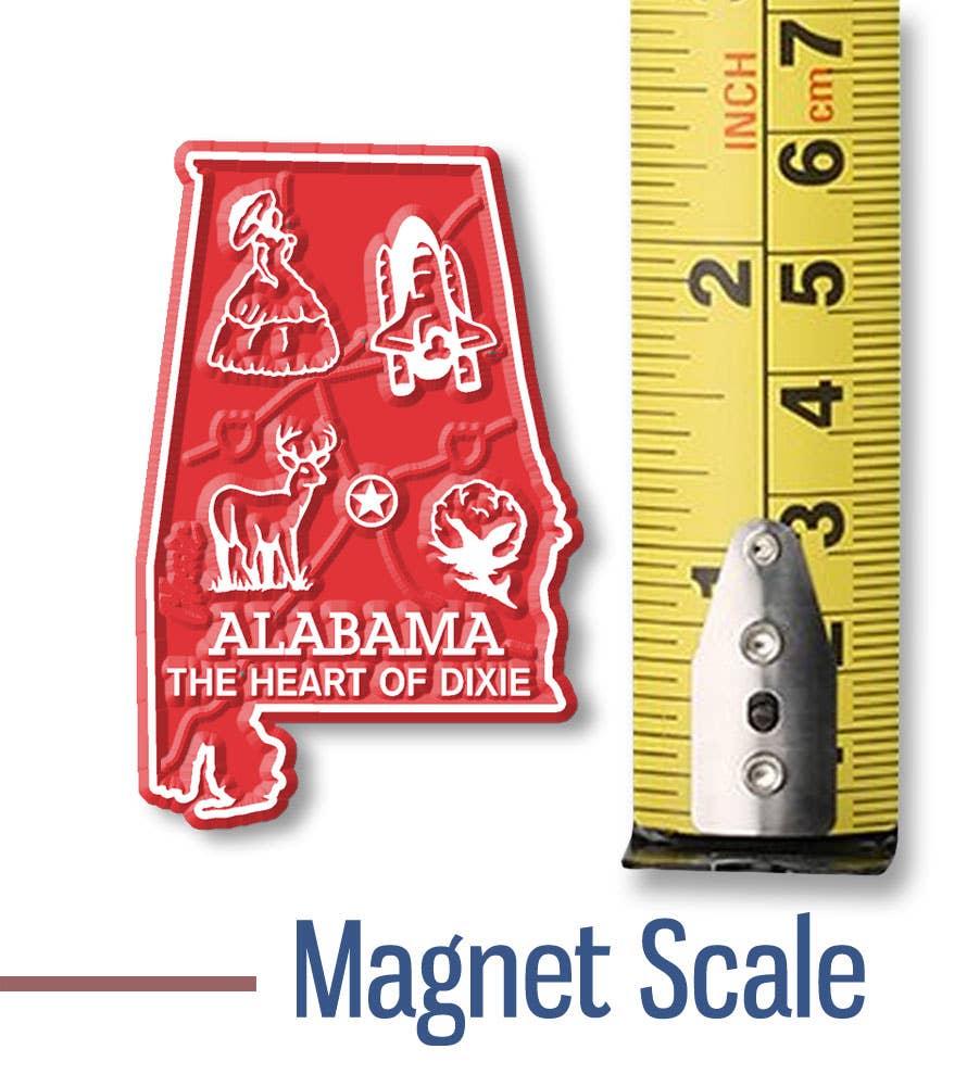 Alabama Small State Magnet, 1.5" x 2.3" Made in USA