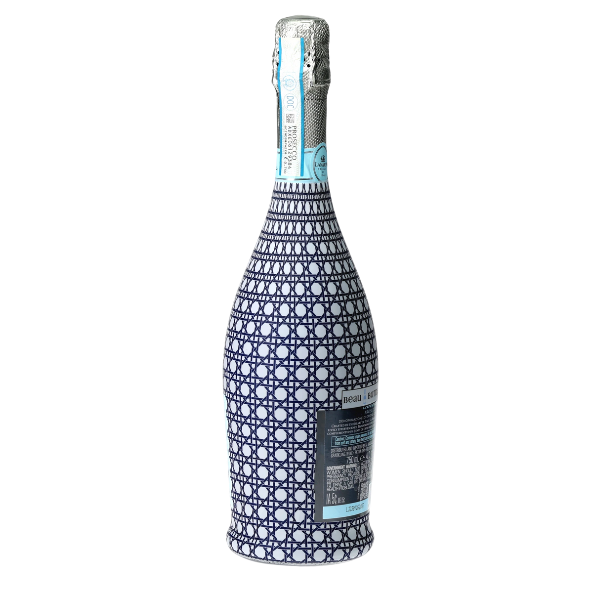Navy & White Cane Prosecco Bottle Wrap