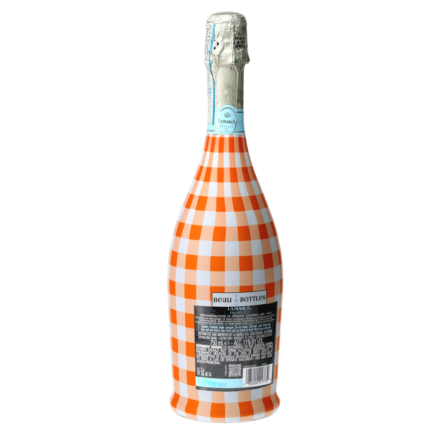 Beau Bottles Orange & White Gingham Prosecco Bottle Wrap