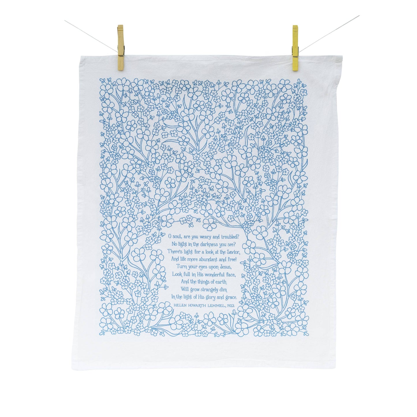 Turn Your Eyes Upon Jesus Hymn Tea Towel — 24"x20"