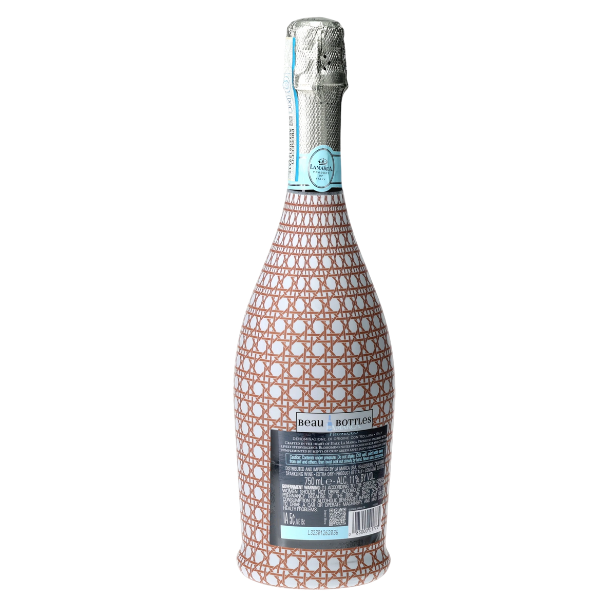 Brown & White Cane Prosecco Bottle Wrap