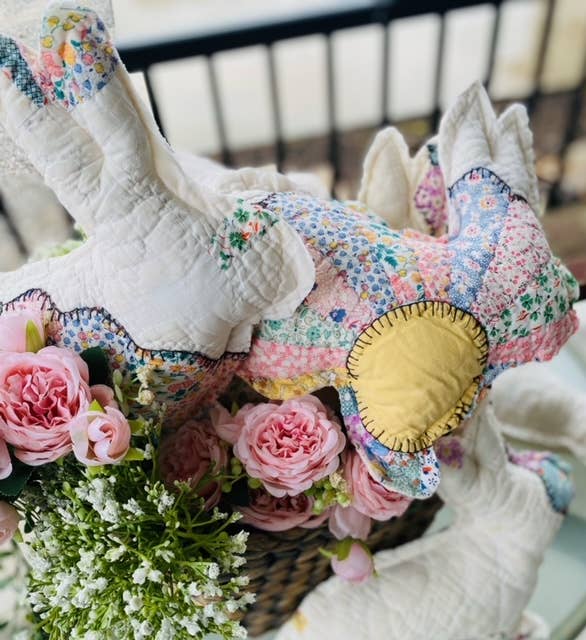 Vintage Fabric Easter Bunnies made from upcycled quilts