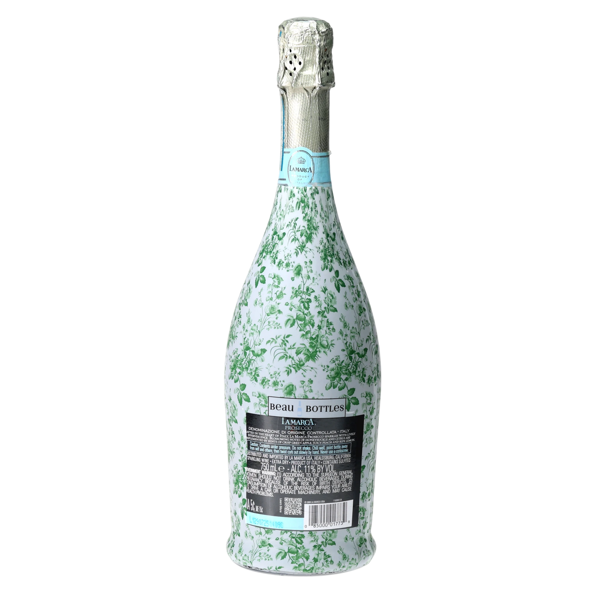 Beau Bottles Grandmillennial Green Floral Prosecco Bottle Wrap
