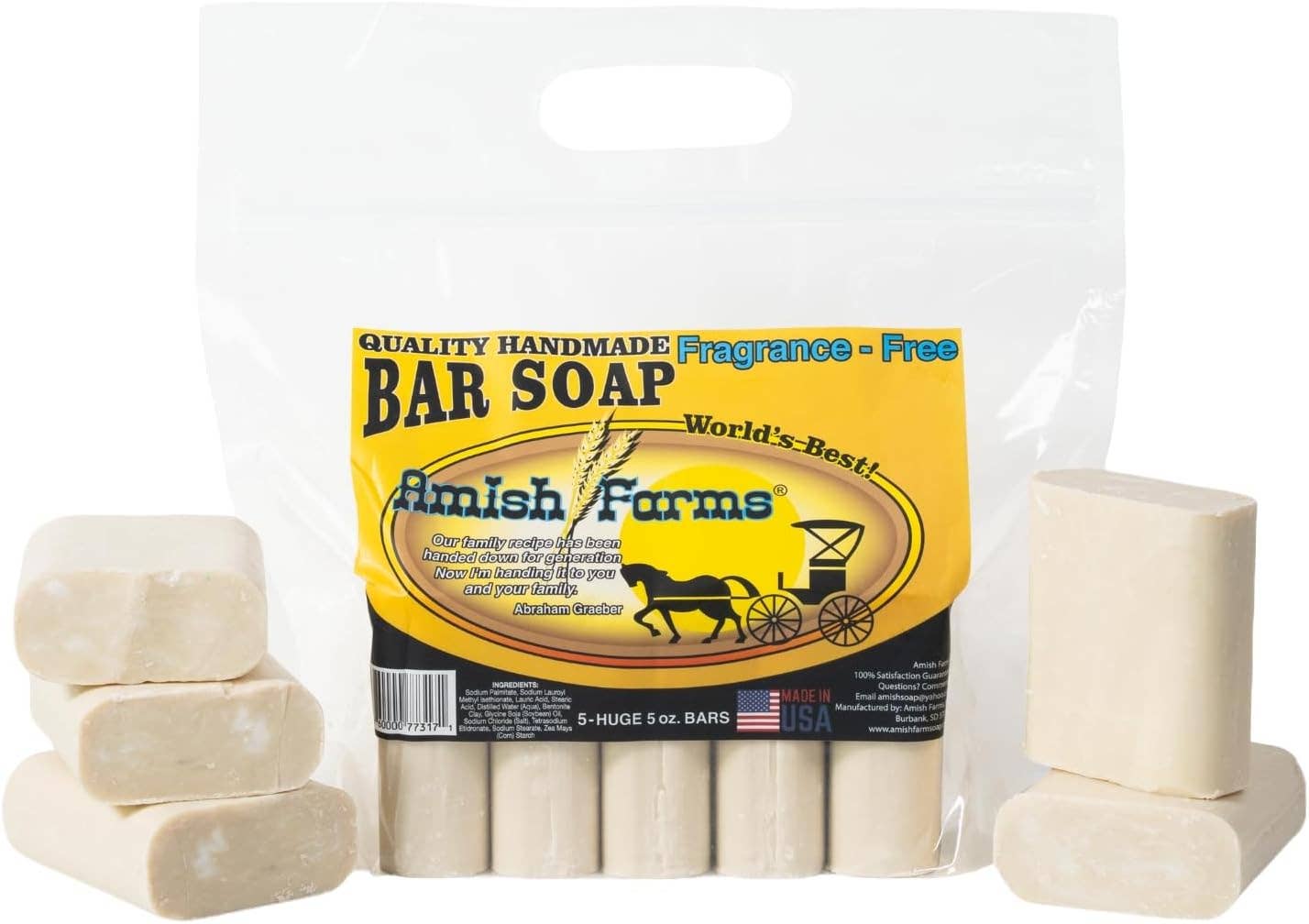 Amish Farms Soap 5-Bar Bag - Fragrance Free