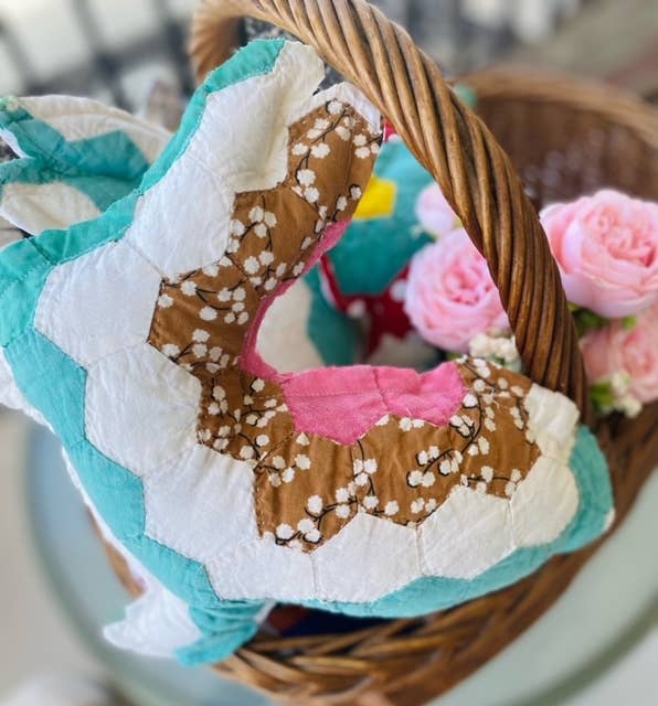 Vintage Fabric Easter Bunnies made from upcycled quilts