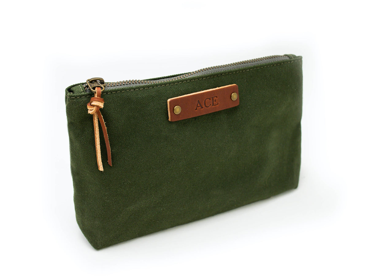Canvas Pouch - USA Made: Brown, Pine