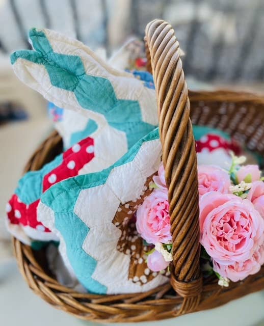 Vintage Fabric Easter Bunnies made from upcycled quilts