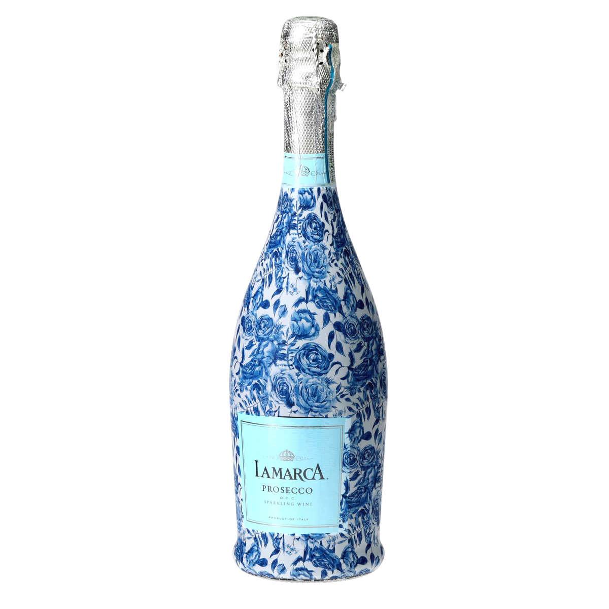 Blue Porcelain Roses Prosecco Bottle Wrap