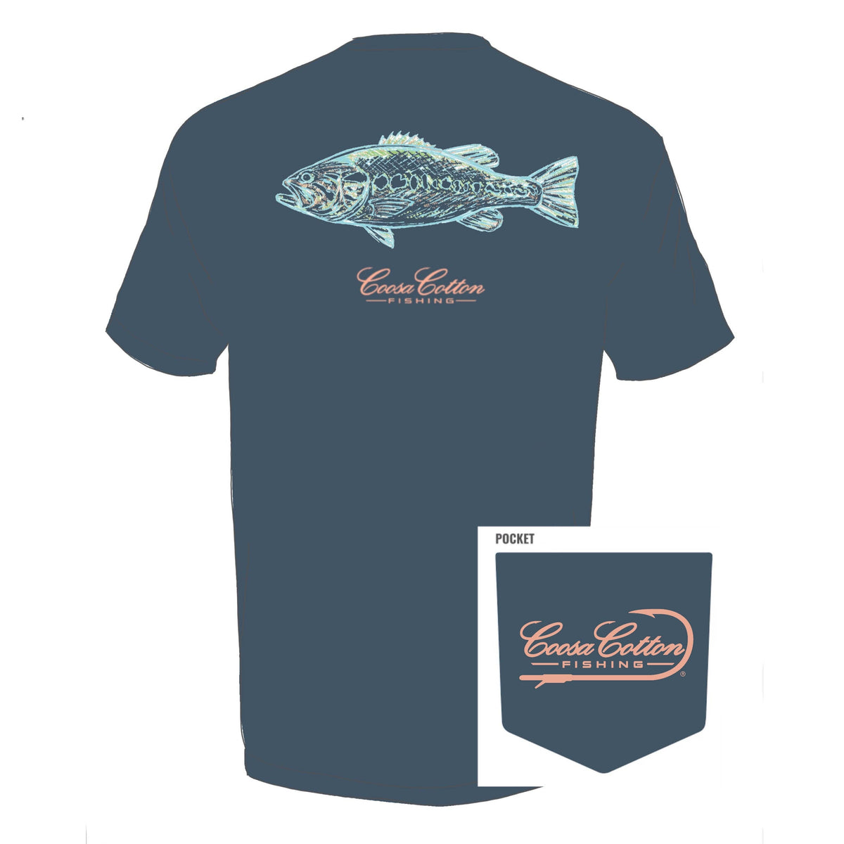 Short Sleeve Pocket Tee | Abstract Bass | Vintage Navy: Small