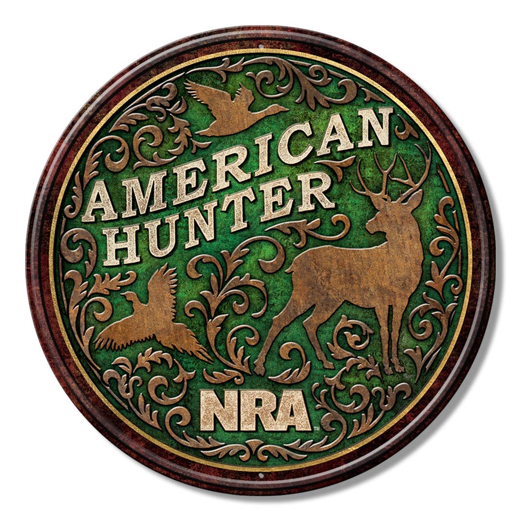 ROUND - NRA Hunting Tin Sign