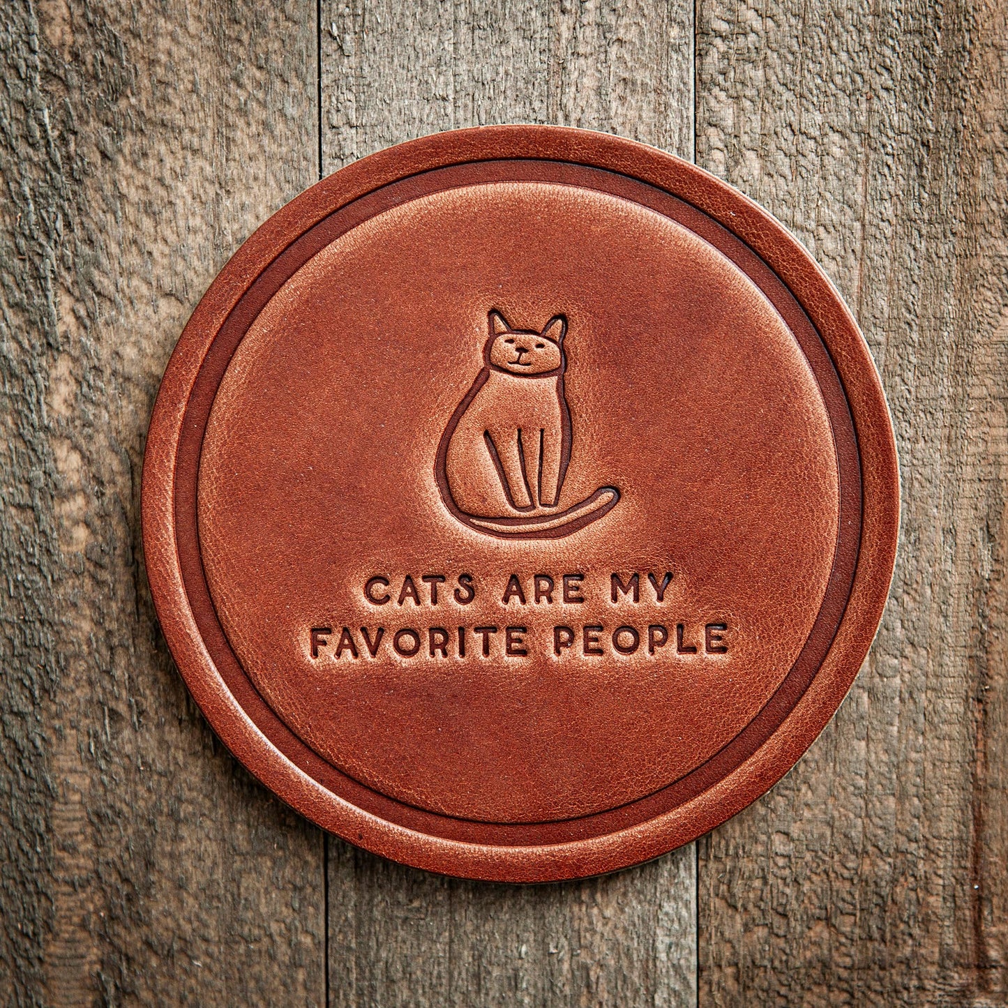 Cats Are My Favorite People Leather Coaster