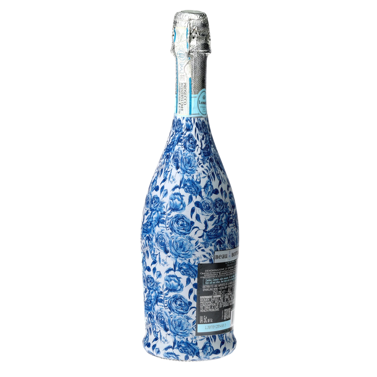 Blue Porcelain Roses Prosecco Bottle Wrap