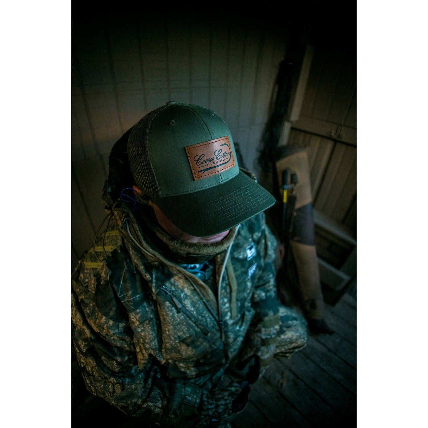 Leather Patch Trucker Hat- Loden Green
